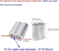 10pcs 5/16 Aluminum Cable Crimps Sleeves Cable Ferrule Clip Fittings for Cri