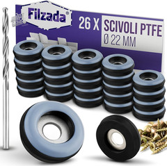 26 Teflon PTFE 22mm Round Mobile Feet Screw Skates Chairs Carpet with Vit
