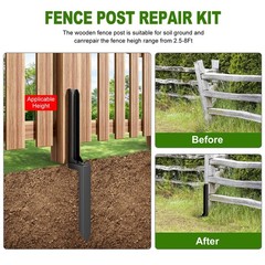 Fence Post Repair Kit 33.62″ Steel Anchor Spike – Quick Fix for Leaning Posts