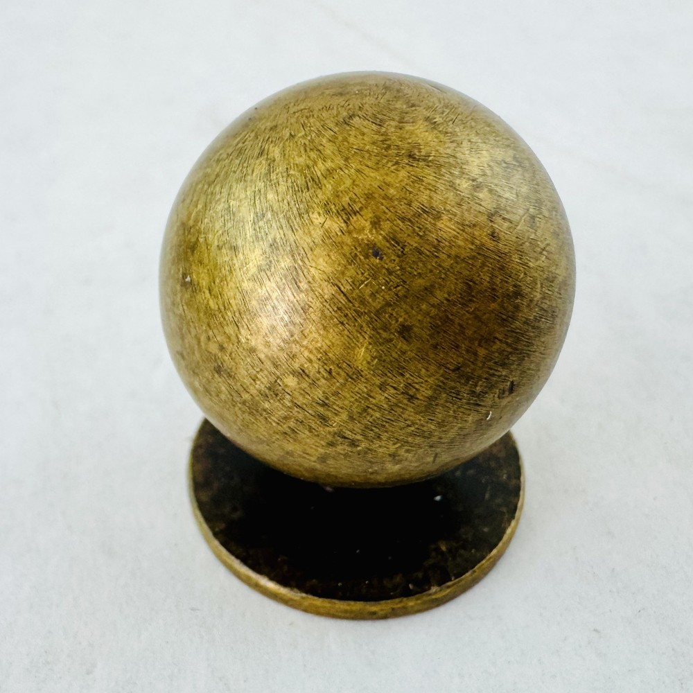 Round Antique Style Brass Cabinet Knobs 1″ Diameter Sleek Set of 12