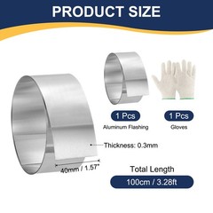 Aluminum Flashing Roll, 1.6″ x 3.28ft Aluminum Flashing Roofing Panels 0.3mm