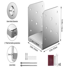 4×4 Post Base Stainless Steel Deck Base Adjustable Post Brackets 4 pcs Inside…