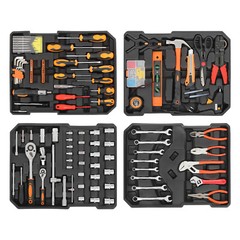 4-Compartments Trolley Case Tool Box Hand Tool Kit Hardware Tool & Luggage Kit