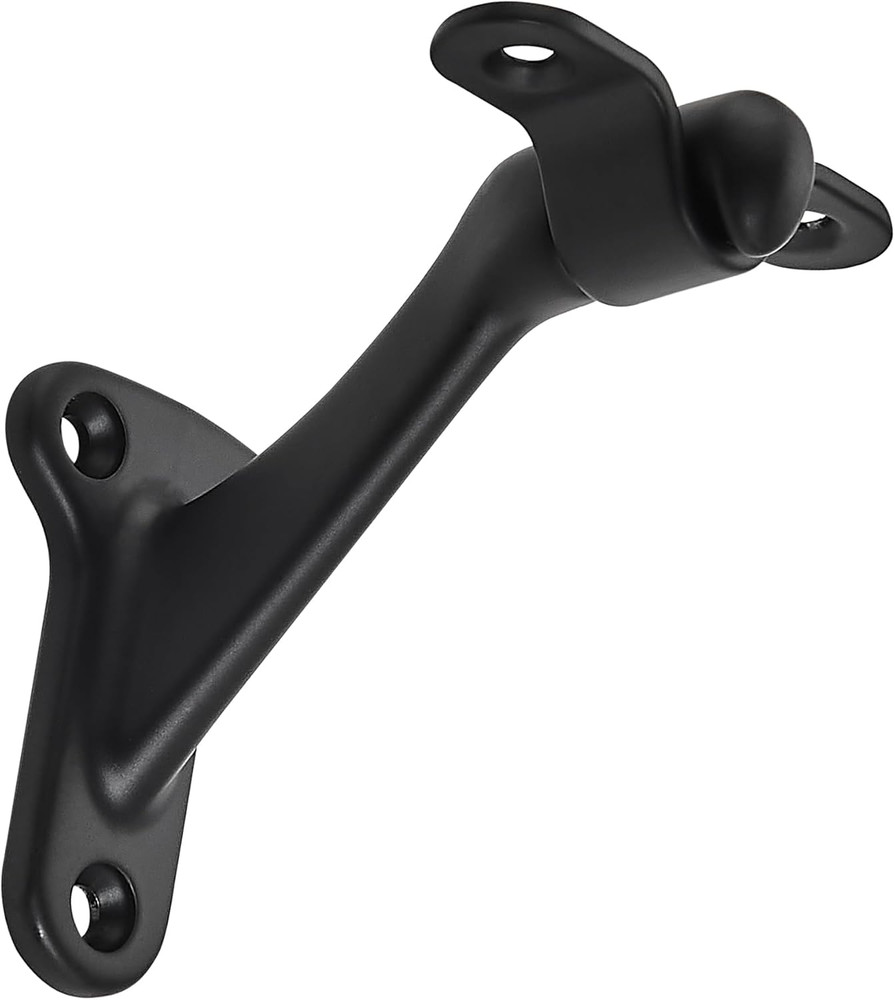 6 Pack 3 Inch Matte Black Hand Rail Bracket Heavy Duty Hardware for Stairways, H