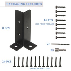 8Pcs Adjustable Post Anchor Brackets Kit Heavy Duty Wood Fence Base Bracket F…