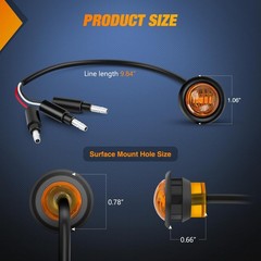 Nilight 3/4Inch Round Marker Light 10PCS Amber LED Turn Signals 3 Connectors Sid