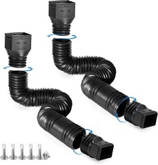 Black-2pack Rain Gutter Downspout Extensions Flexible, Drain Downspout Extend…