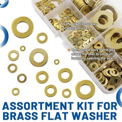 NINDEJIN 315 Pieces Brass Washer Assortment 315Pcs Flat Washers, Gold