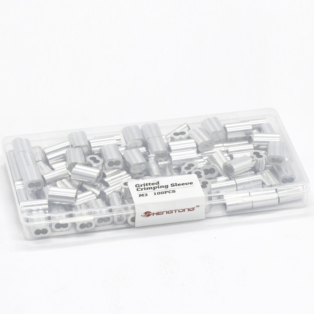 1/8″ Aluminum Crimping Loop Sleeve 100PCS, M3 Wire Rope Sleeve Cable Crimp Fe…
