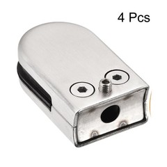 4Pack Stainless Steel Glass Clamp Curved Back Round Glass Bracket for 6mm-8mm