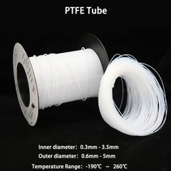 White PTFE Tubing Small Hose 0.3-3.5 mm ID，0.6-5 mm OD PTFE Tube For 3D Printer