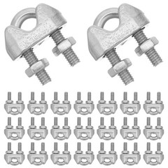 40 Pcs Wire Rope Clip Clips Cable Cord Clamp Collar Stainless Steel Clamps