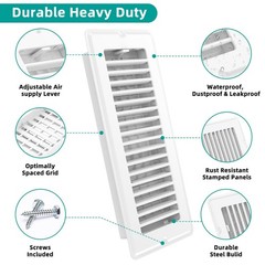 Floor Register 4×10-2 Pack Floor Vent Covers with Screw Walkable Vent Covers …