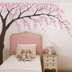Weeping Willow Tree Decal with Cherry Blossoms
