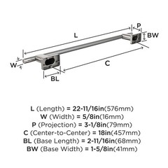 Amerock Bh26614Pnss Polished Nickel/Stainless Steel Towel Bar 18 In 457 Mm