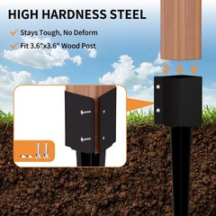 2 Pcs 24 Inch Fence Post Anchor Ground Spike, Heavy Duty 4×4 Metal Post Base …