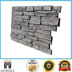 48″ x 24.25″ Polyurethane Ledge Stone Siding Panel Interlocking Volcanic Ash