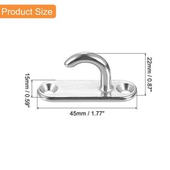 20 Pcs Pad Eye Plate Hooks, 1.8 Inch Stainless Steel Ceiling Open Ring, Silver