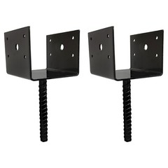 U Shaped 6×6 Deck Post Concrete Anchor Spike Fence Base, Black Powder Coated (2)