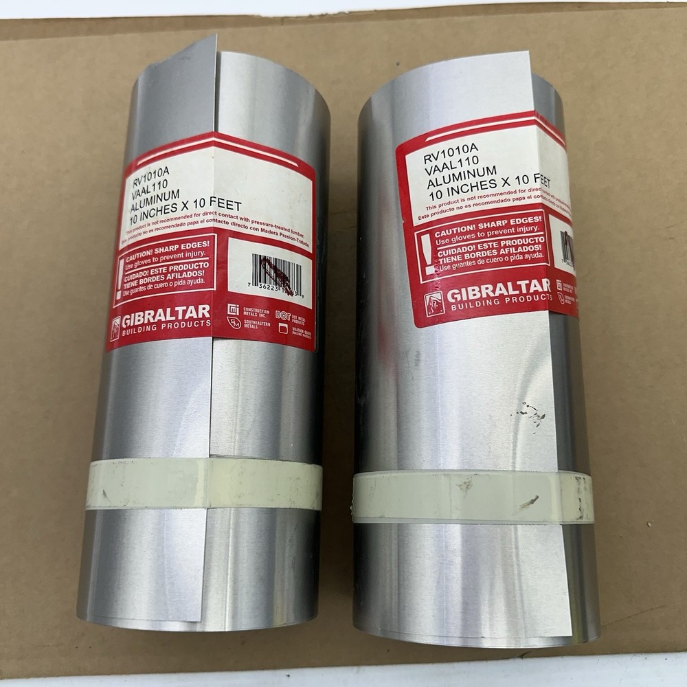 2) Gibraltar Building Products 10” x 10 ft Aluminum Roll Valley Flashing RV1010A
