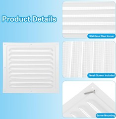 6 Pcs 10 x 10 Inch Aluminum Attic Vents Metal Gable Wall Shed Vent WITH SCREENS