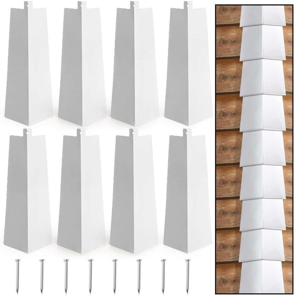 Coloch 8 Pieces Aluminum Siding Corners 8 Inches, White Outside Siding Corner Ca