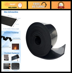 Solid Black Rubber Strip 1/8″ Thick x 4″ Wide x 10′ Long – Anti-Slip, Vibration,