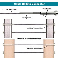 Cable Railing Hardware 1/8in T316 Stainless Turnbuckle 30 Pack