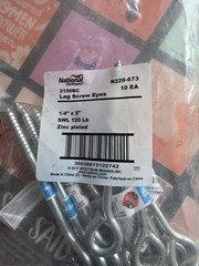 Steel Zinc Plated 1/4″ x 5″ x 1/2″ Dia. Eye Lag Screw Eyes N220-673 (10)