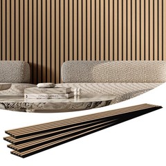 Wood Slat Acoustic Panels, 7.9 x 94.5 inch, MDF Accent Wooden Wall Panels for Mo
