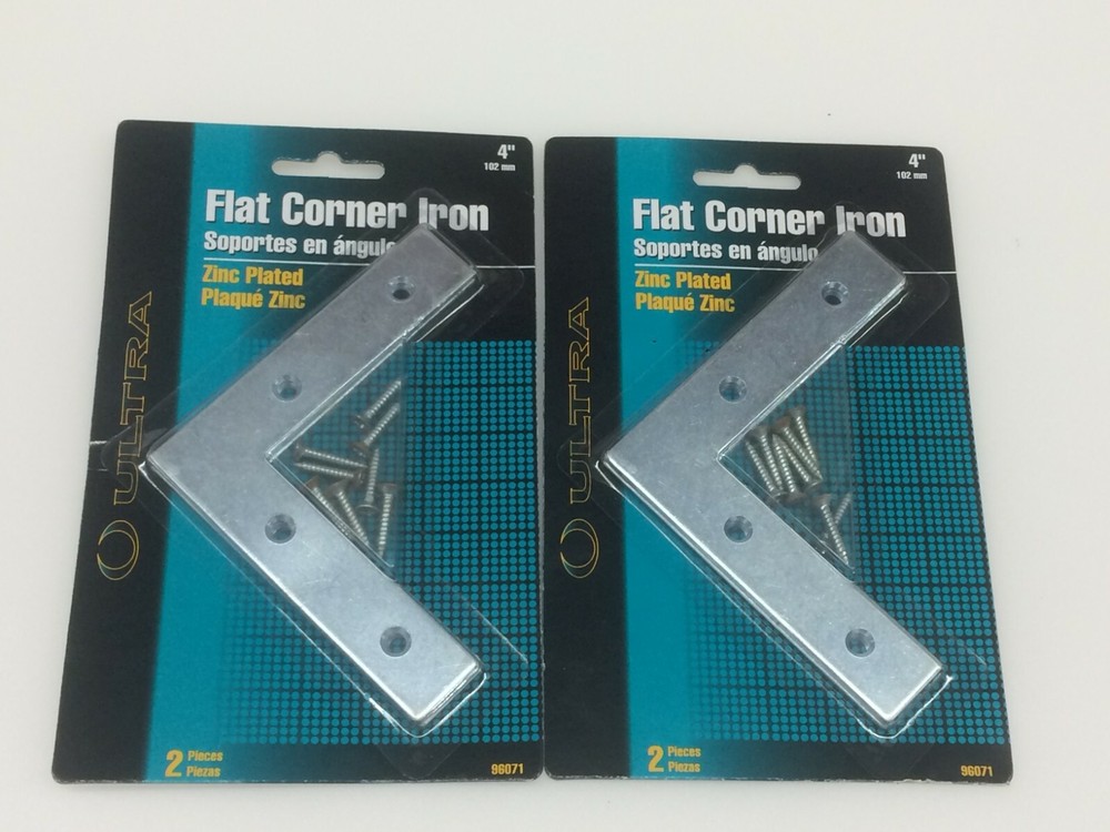 4 – 4″ Flat Corner Iron Braces Zinc Plated Steel 7/8″ Wide Countersunk Rust Free