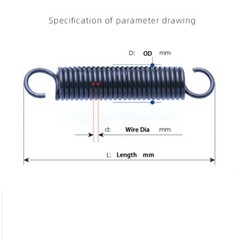 Extension Spring 0.3mm-2mm Wire Dia Spring Steel Small Dual Hook Tension Spring