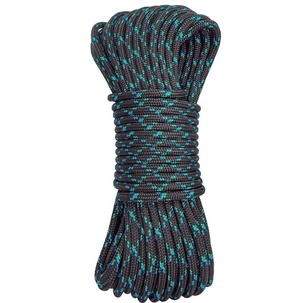 GM CLIMBING 8mm Accessory Cord Rope Double Braid Pre Cut 20feet, Black