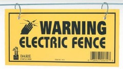 Electric Fence Warning Sign,Yellow & Black Laminated Vinyl,4×8 In.,3-Pk. – 1614-