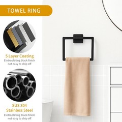Twirobt 5-Piece Matte Black Bathroom Hardware Accessories Set – 16 Inch