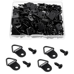 100 Pcs Small D-ring Picture Hangers with Screws Metal Frame Hooks Hardware | Eb