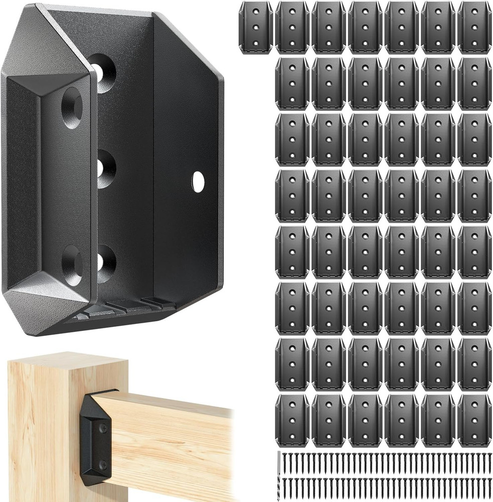 50 Pcs Heavy-Duty ADC-12 Aluminum 2X4 (Actual 1 ½” X 3 ½”) Deck Railing Bracket