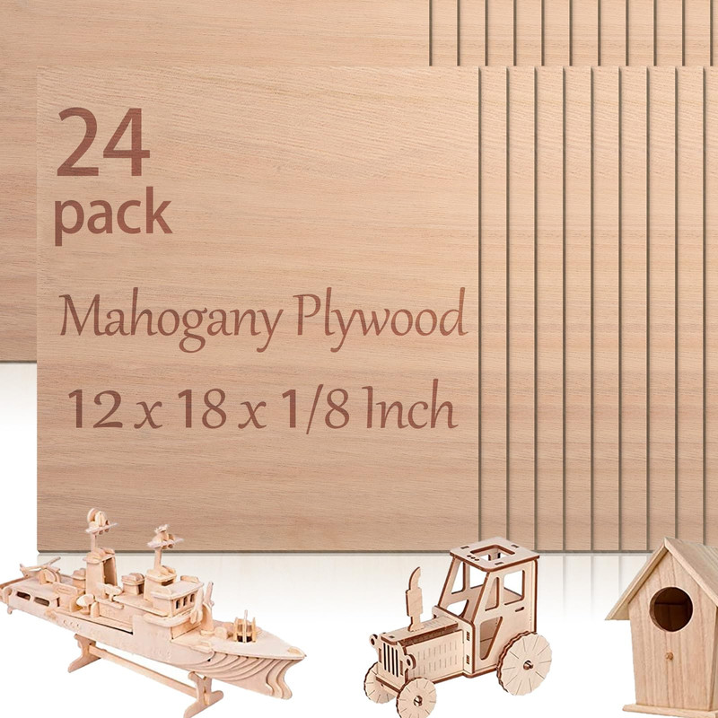 Vemkyrio 24 Pcs Mahogany Plywood Sheets12 X 18 X 1/8 Inch – 3Mm Thick Mahogany