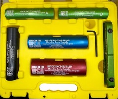 New Hinge Doctor Deluxe Set HA16D w yellow case & updated instructions. 6 tools!