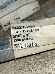 E864~ Lot of 5 Turnbuckle N221-754 5/16″ X 9″ SWL 130 lbs