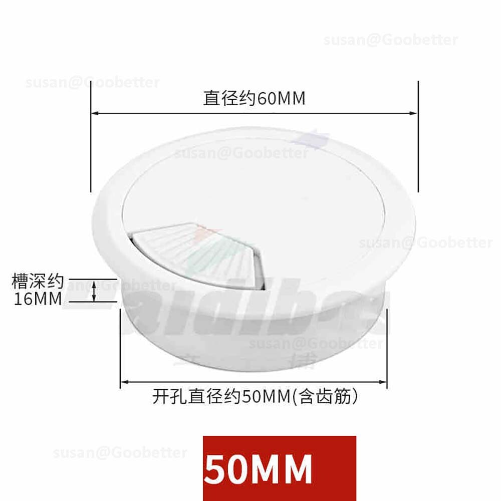 50mm Computer Desk Table Grommet Cable Tidy, Port Outlet Wire Hole Surface Cover
