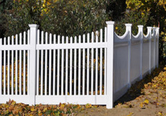 4X8 PVC VINYL LOUISVILLE VICTORIAN PICKET SCALLOP TOP FENCE PANEL w/POST & CAP