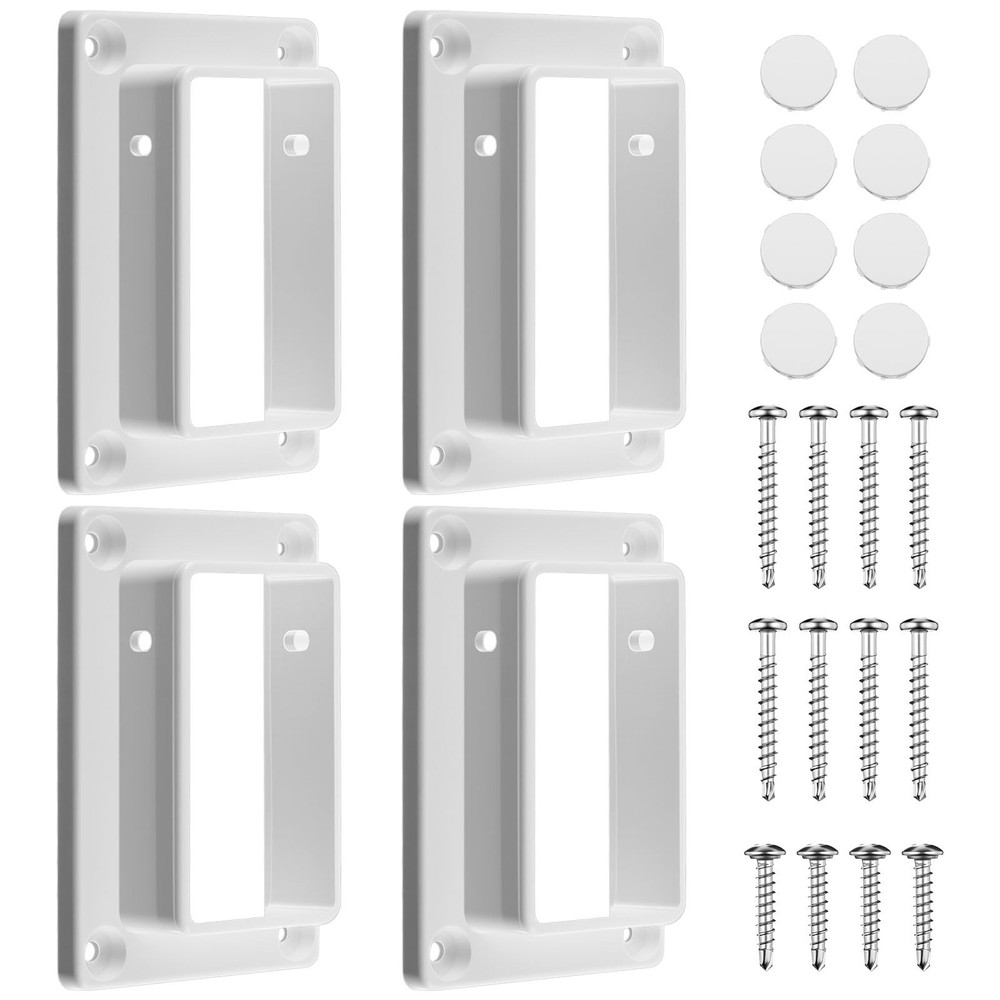 4 Pcs 2″ x 3.5″ White Vinyl Fence Brackets, Slotted Handrail Bracket Kit with…