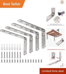 5″ x 3″ Stainless Steel Corner Brackets – Max Load 35lb for DIY Projects