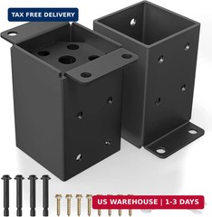 4×4 Post Base 2 Pcs, Heavy Duty Post Anchor with Anti-Corrosive Partition, Inner