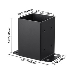 Black 10pc Carbon Steel Post Base 3.6×3.6in for Deck/Railing