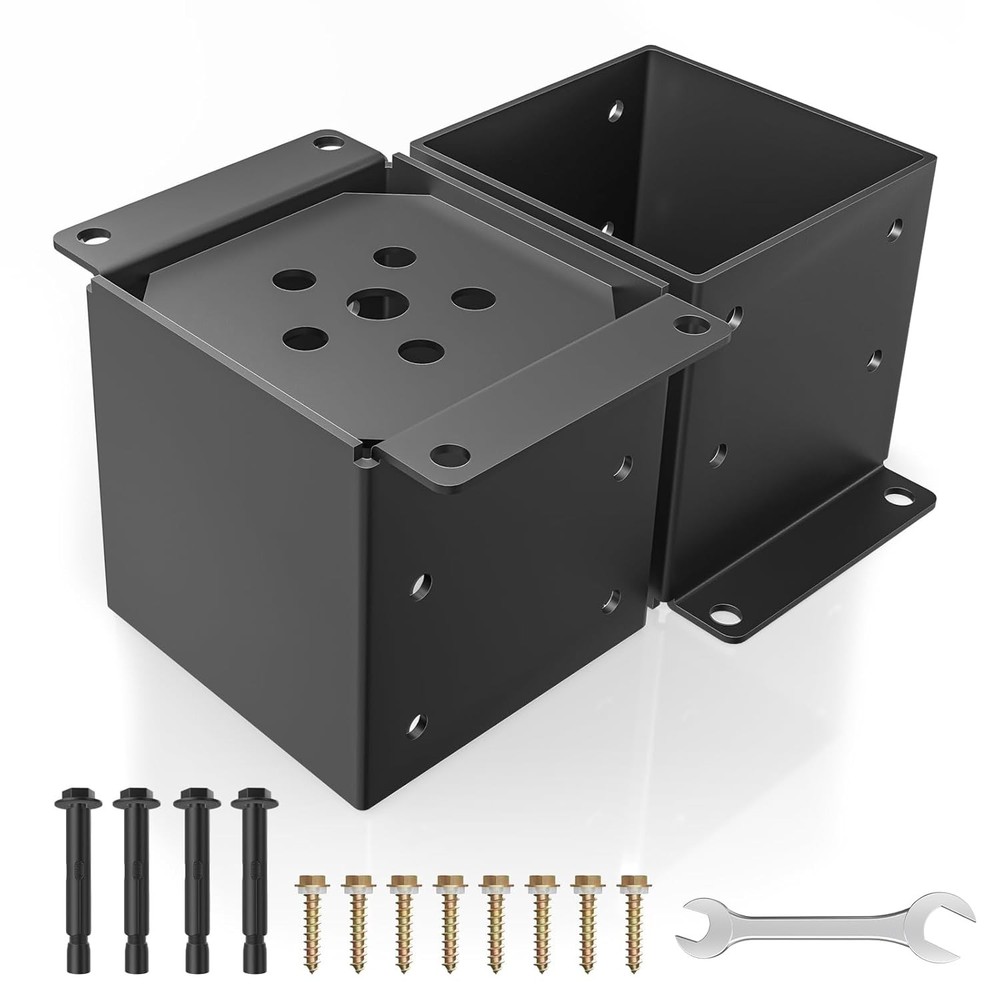6X6 Post Base 2 Pcs, Heavy Duty Post Anchor with Anti-Corrosive Partition, Inner