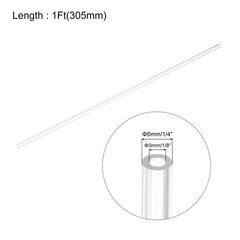 2pcs Clear Rigid Tubing Pipe 3mm(1/8″) ID x 6mm(1/4″) OD 305mm Plastic Tube