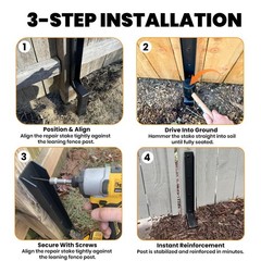 Fence Post Repair Kit,Heavy Duty 4×4/6×6 Fence Post Anchor Bracket for Leanin…