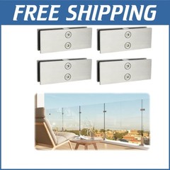 Set of 4 Stainless Steel 304 Glass-to-Glass Clamps – 180° Modern Railing Bracket